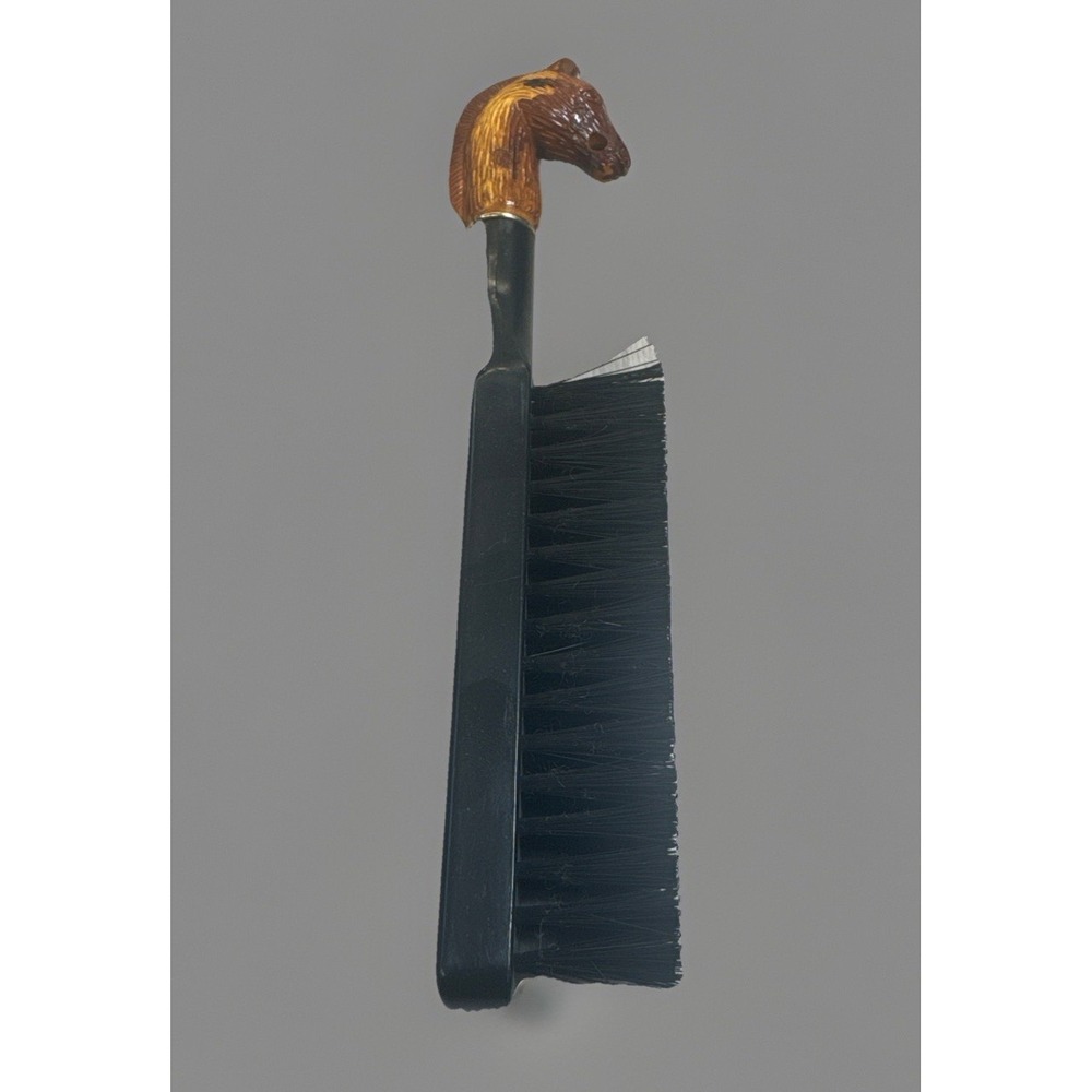 Vintage Horse Head Clothes Brush Equestrian Lint Remover Black Bristles Plastic